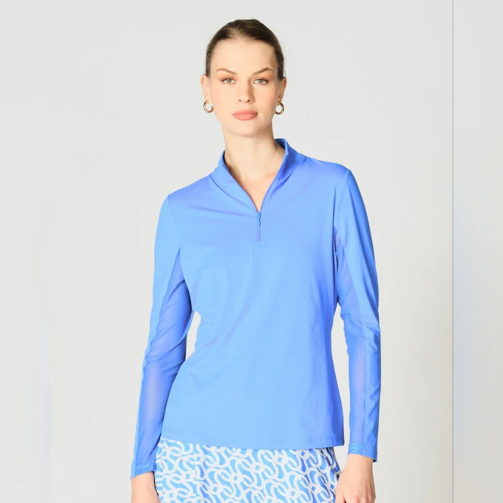EUC Gottex Kate Mock Neck Half Zip Long Sleeve Top - Picture 5 of 7